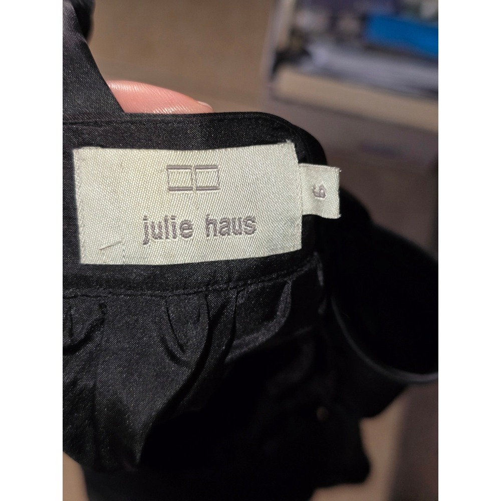 Julie Haus 100% Silk Halter Mini Dress – Black, Elegant Pleated Skirt Size 6 - Picture 5 of 9